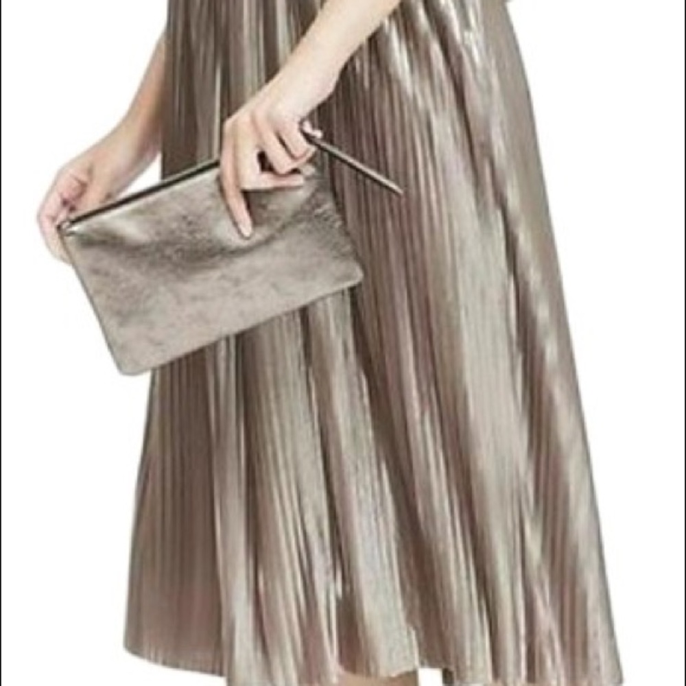 Banana Republic Silver Pleated Skirt 12 - Picture 3 of 3